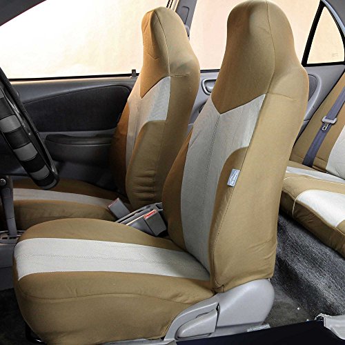 Beige Twill Car Seat Covers Full Set T5660