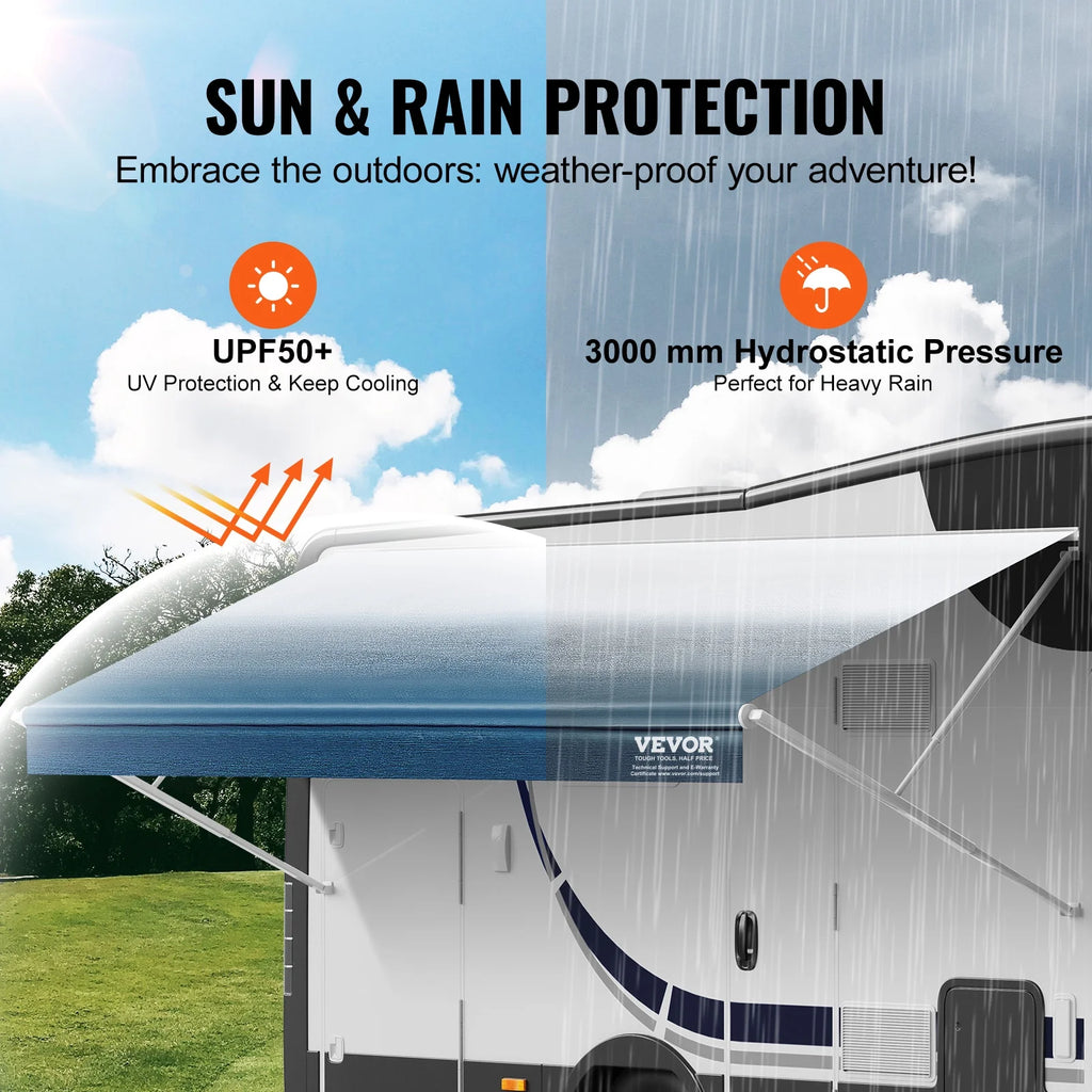 12' RV Awning Fabric Waterproof Replacement 16oz PVC Fabric D2546