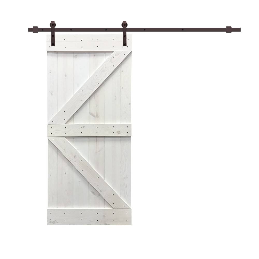 Colonial Maple Stained Wood Sliding Barn Door with Hardware Kit S6774