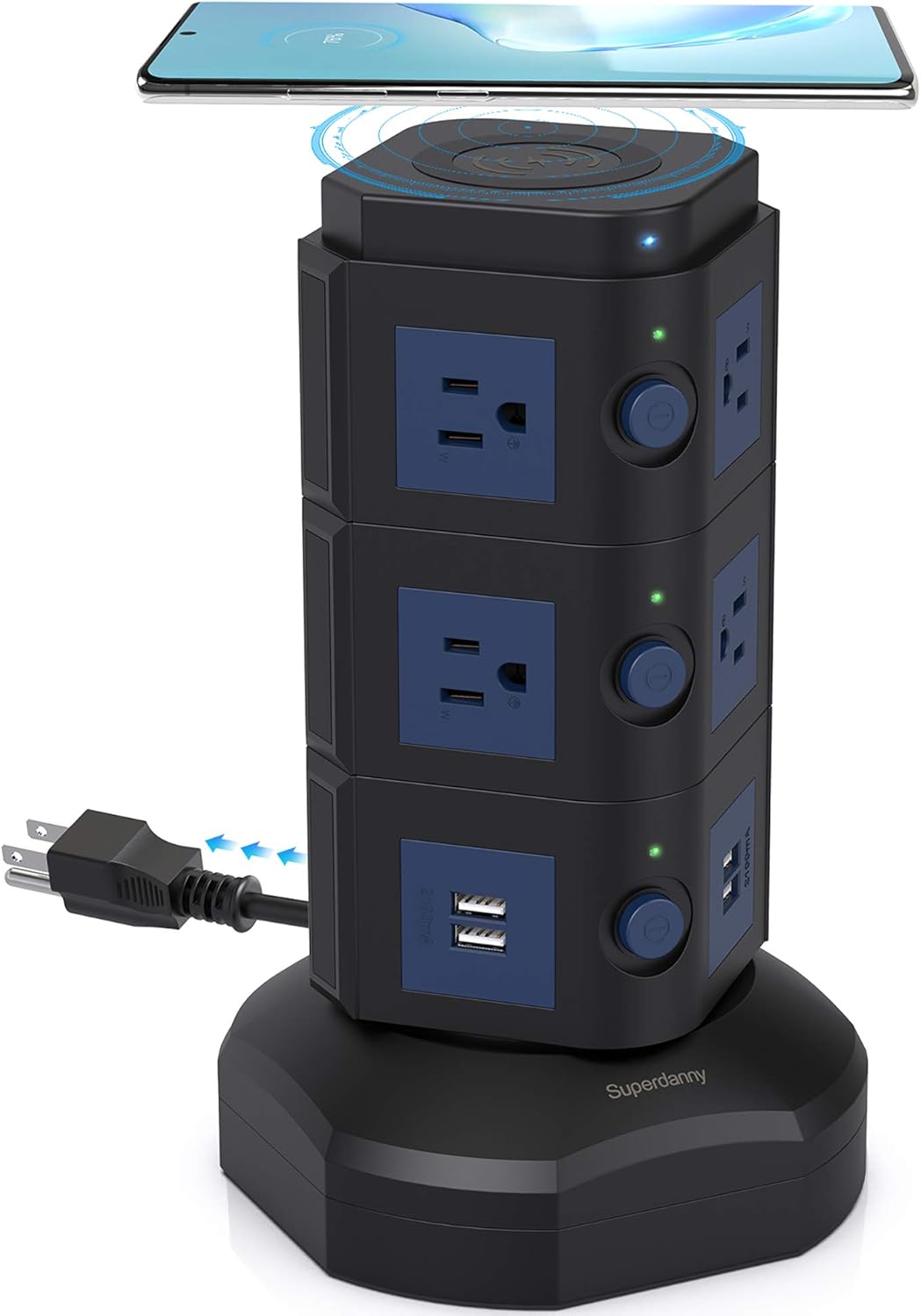 Gold 2 Pc Power Strip Tower with 12 AC Outlets and 6 USB Ports S11580
