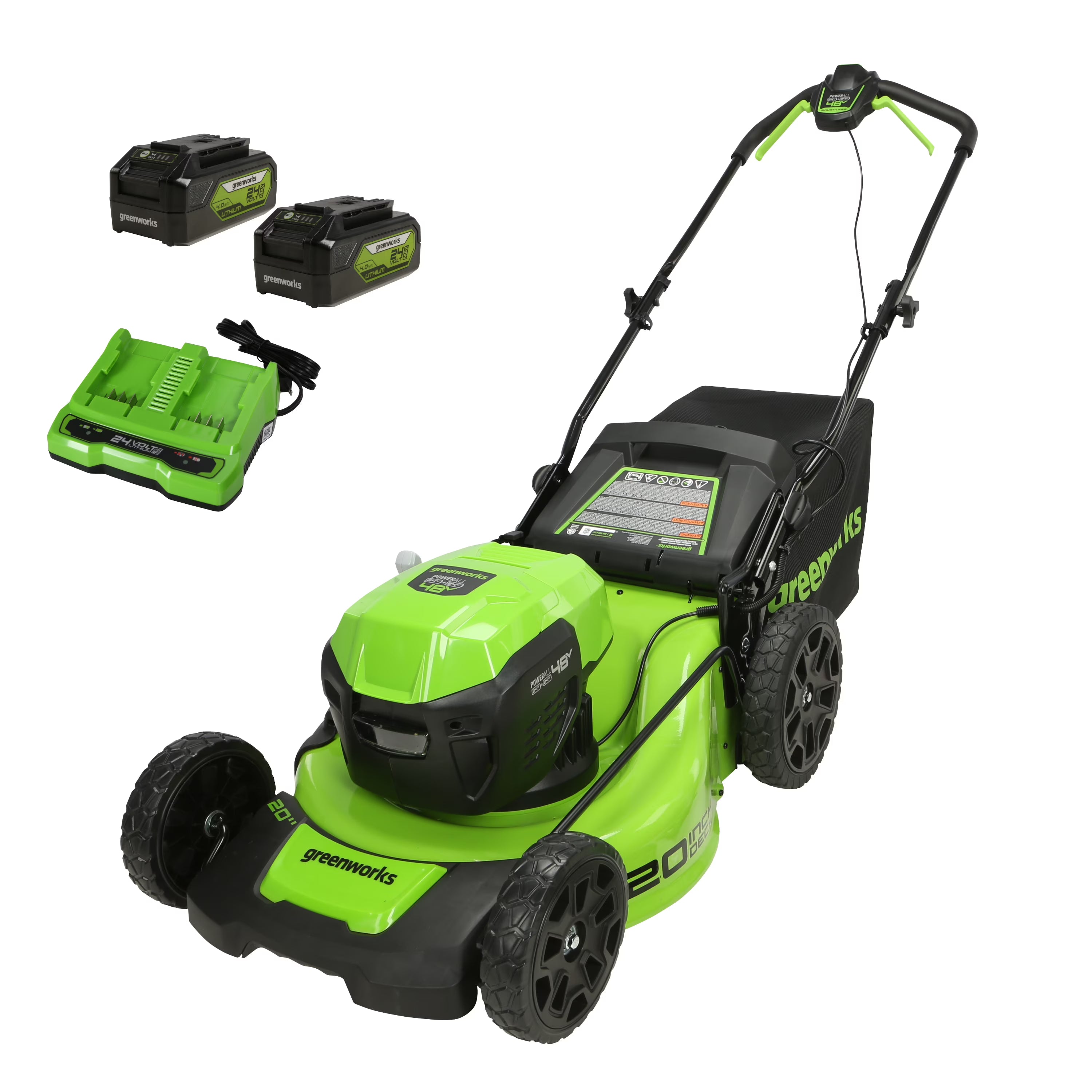 48V 20" Battery-Powered Lawn Mower with Two 4.0Ah Batteries & Charger A166