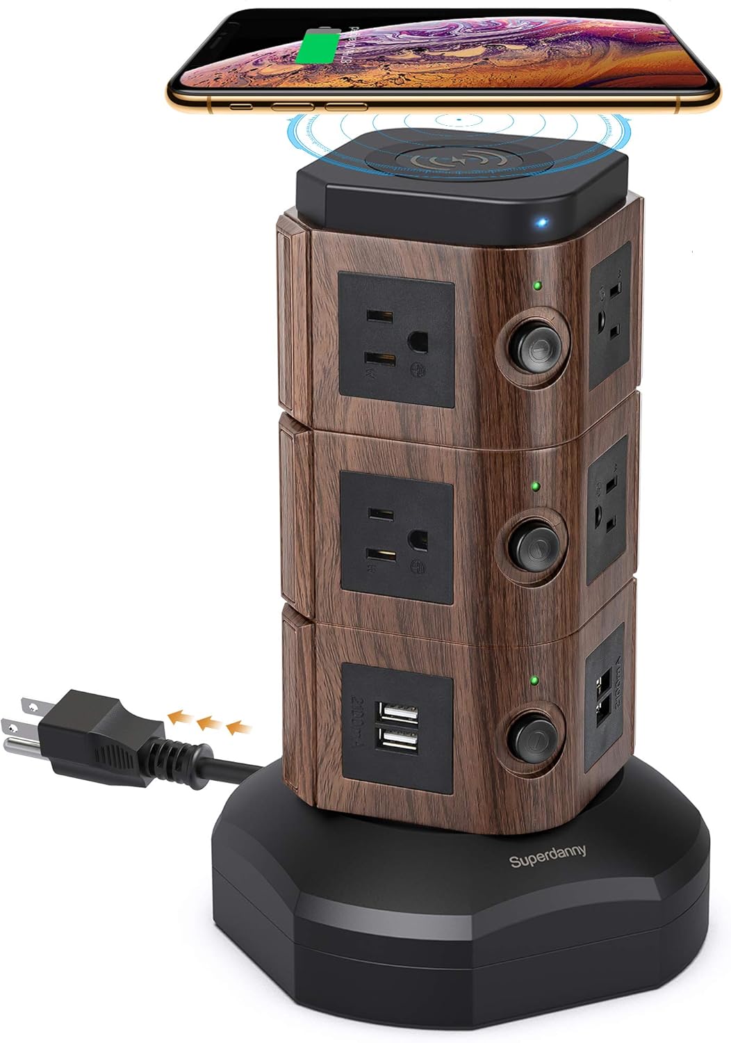 Gold 2 Pc Power Strip Tower with 12 AC Outlets and 6 USB Ports S11580