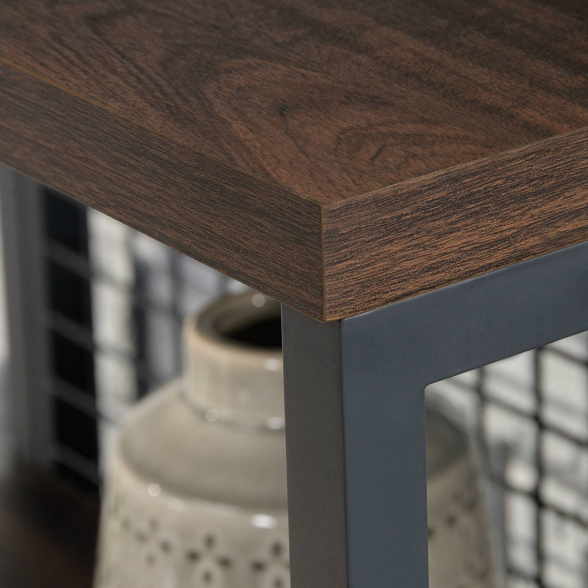 Tall Metal 4-Shelf Bookcase in Rich Walnut and Black B4020