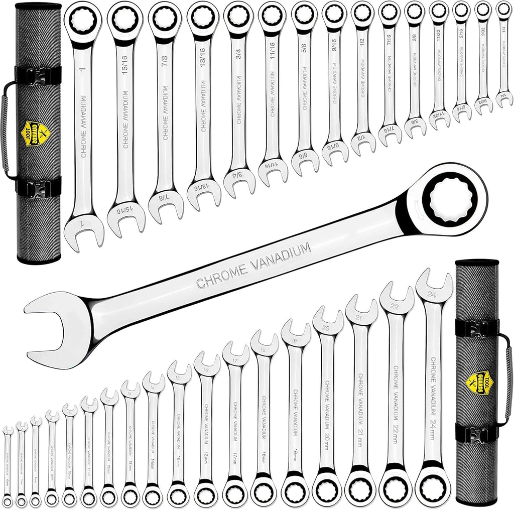 33pcs Ratcheting Wrench Set Metric and Standard A206