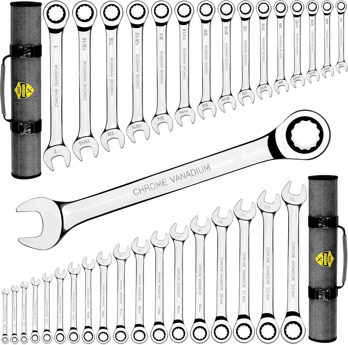33pcs Ratcheting Wrench Set Metric and Standard A206