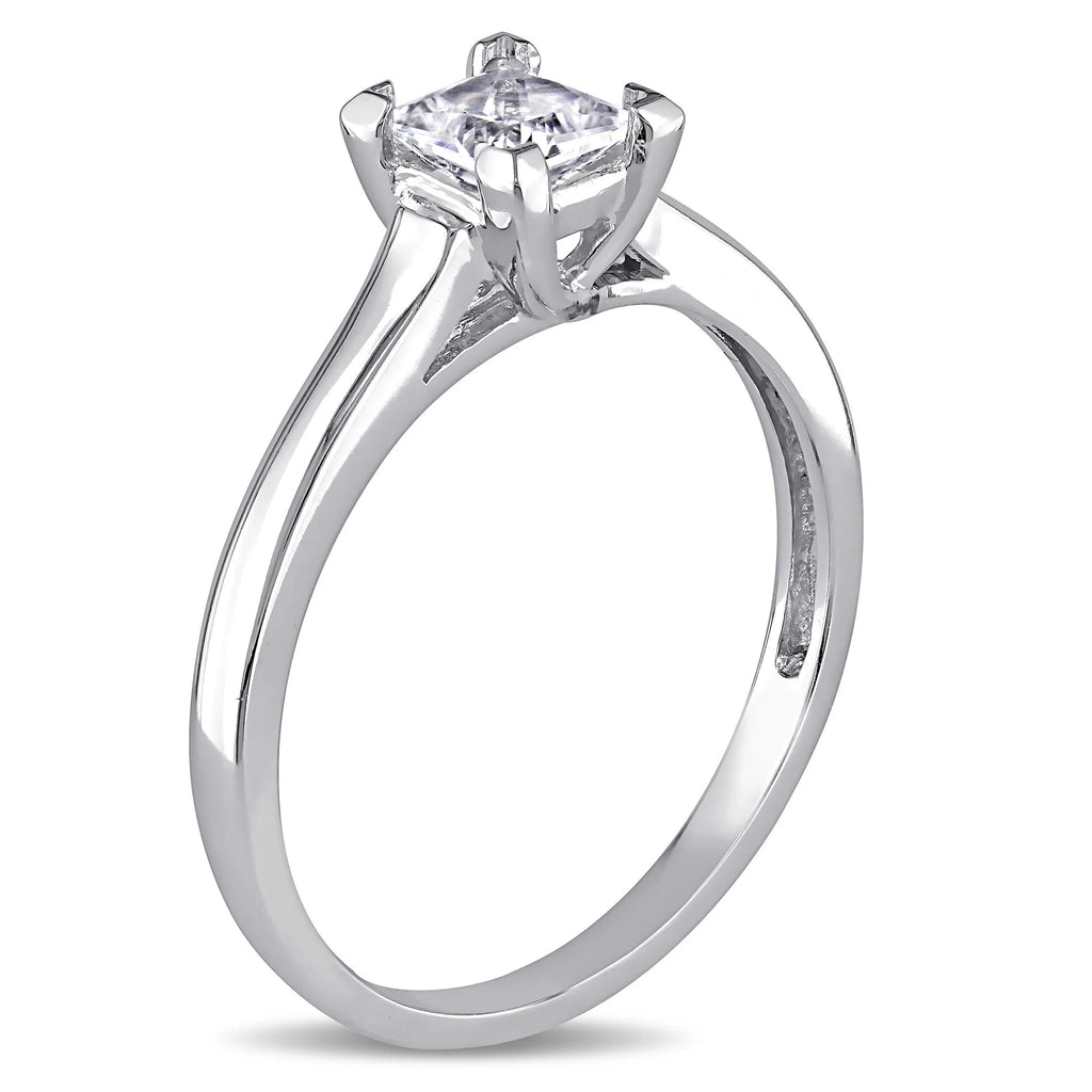 10kt White Gold Created White Sapphire Solitaire Ring N76015