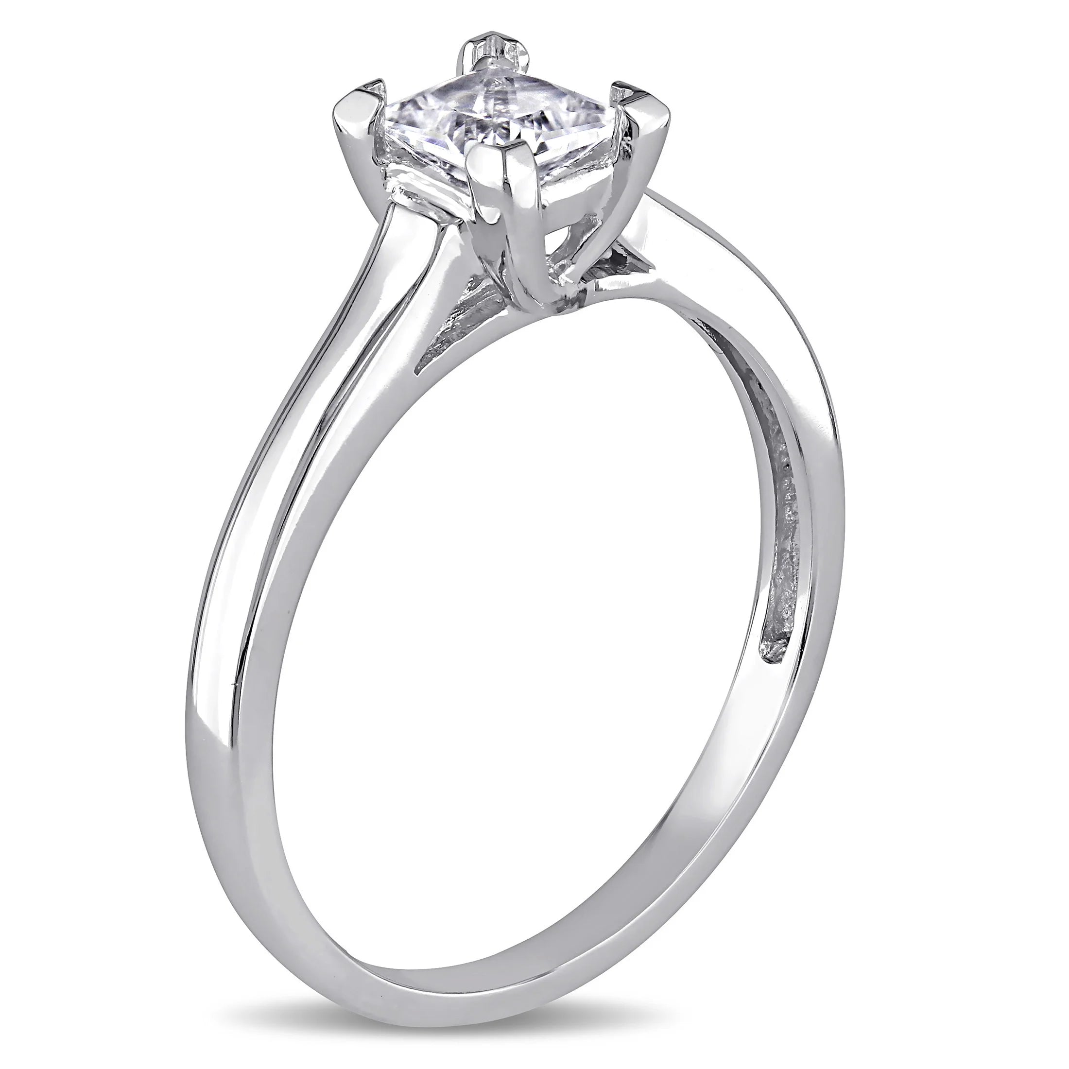 10kt White Gold Created White Sapphire Solitaire Ring N76015