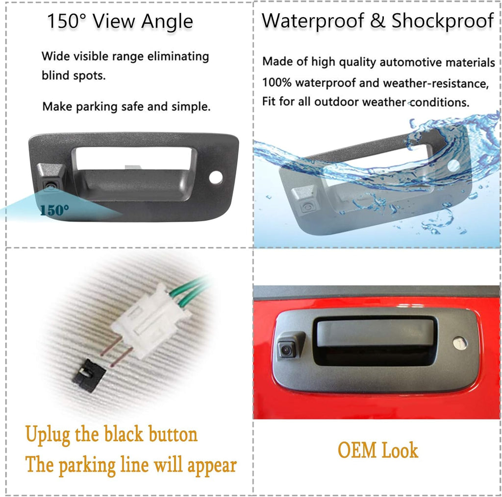 Tailgate Handle Backup Rear View Camera Black V449