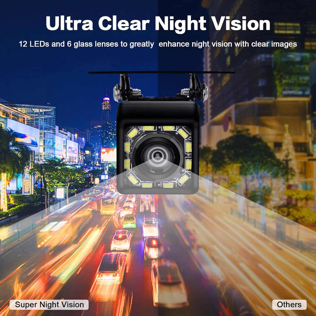 7 Inch Monitor Kit HD 1080P IP69 Waterproof Rear View Camera with 12 LED, Pack of 2 R1301
