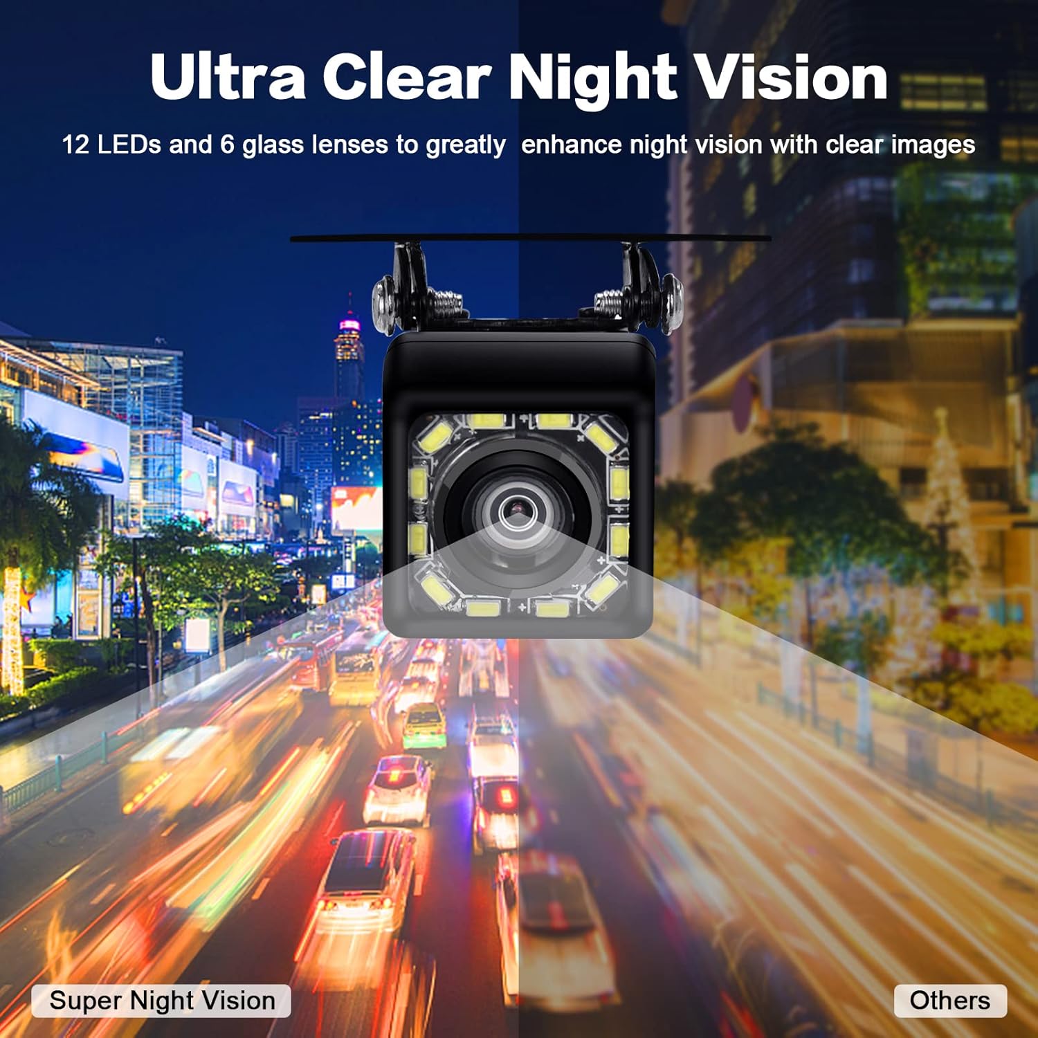 7 Inch Monitor Kit HD 1080P IP69 Waterproof Rear View Camera with 12 LED, Pack of 2 R1301