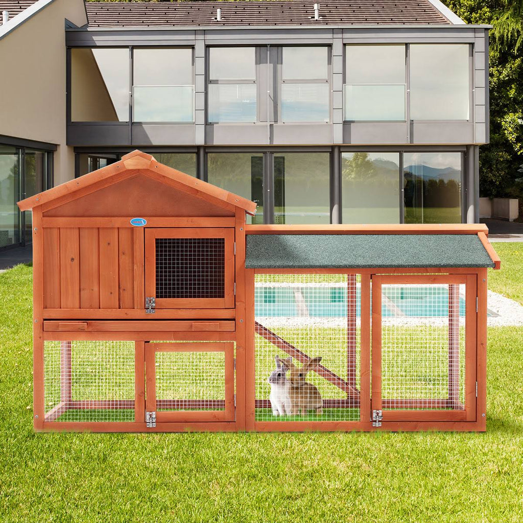 2 Story Outdoor Wooden Chicken Coop Rabbit Hutch Cage G192624