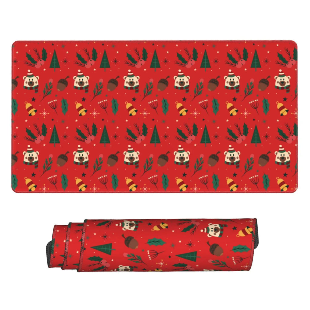 Christmas Tree Bear Bells Non-Slip Gaming Mouse Pad, 15.8"x29.5" L579