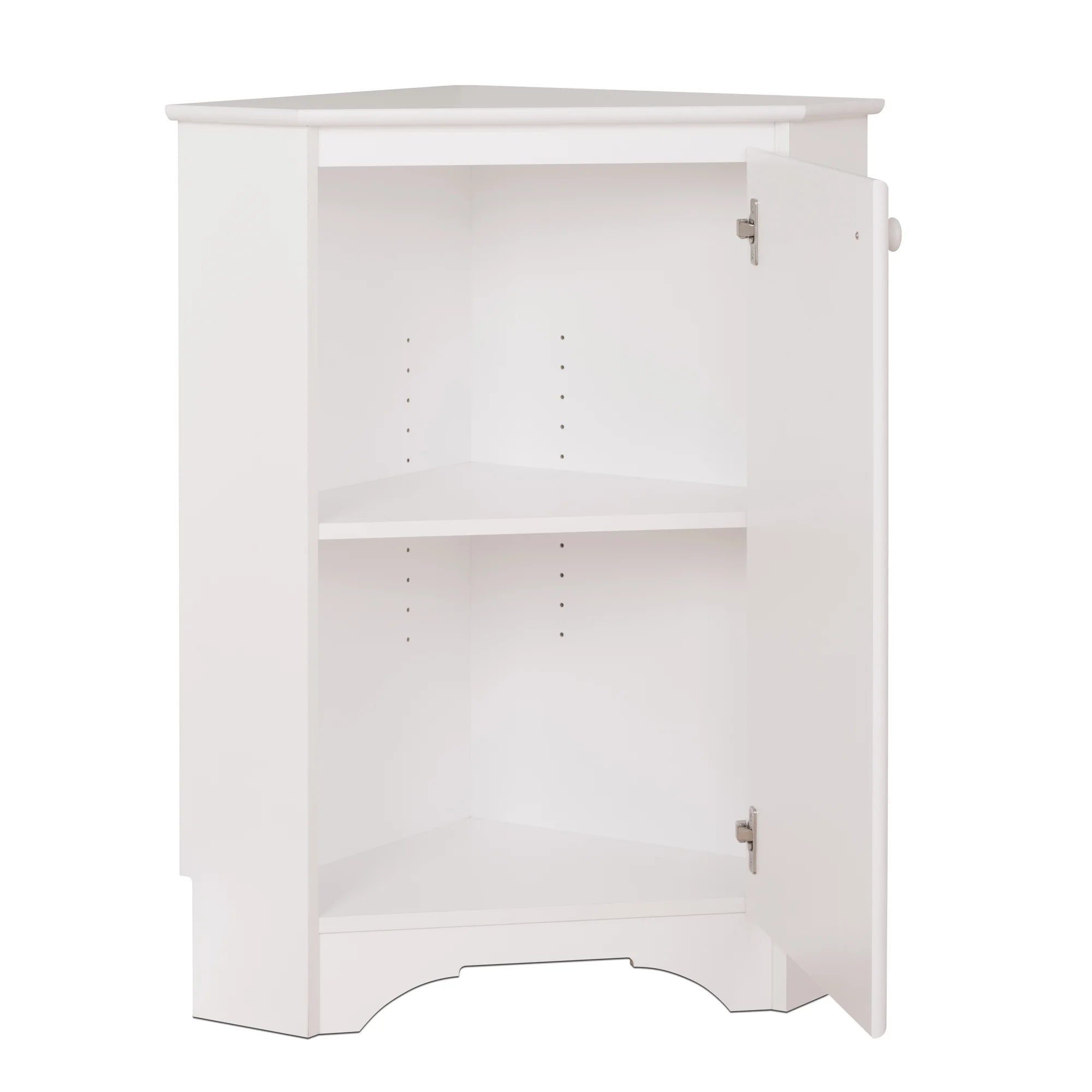 White Corner Storage Cabinet with Doors 29.25" W x 36" H F4475