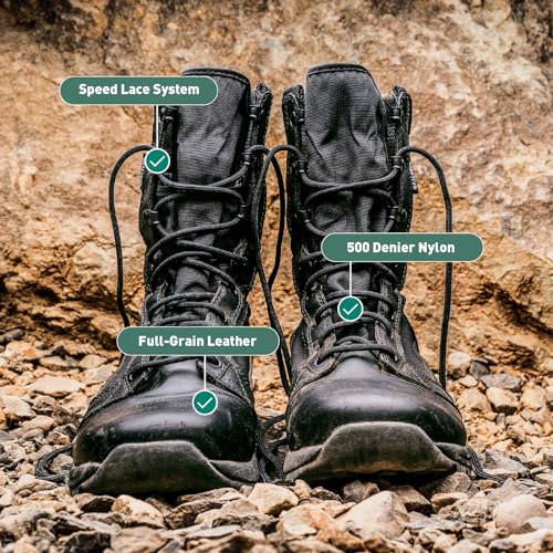 8" Waterproof Full-Grain Leather & 500D Nylon Tactical Boots F123269