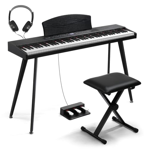 88 Key Full Size Digital Piano with Bench and 3 Pedal Unit (Black) Z542738