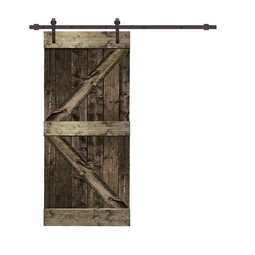 Colonial Maple Stained Wood Sliding Barn Door with Hardware Kit S6774