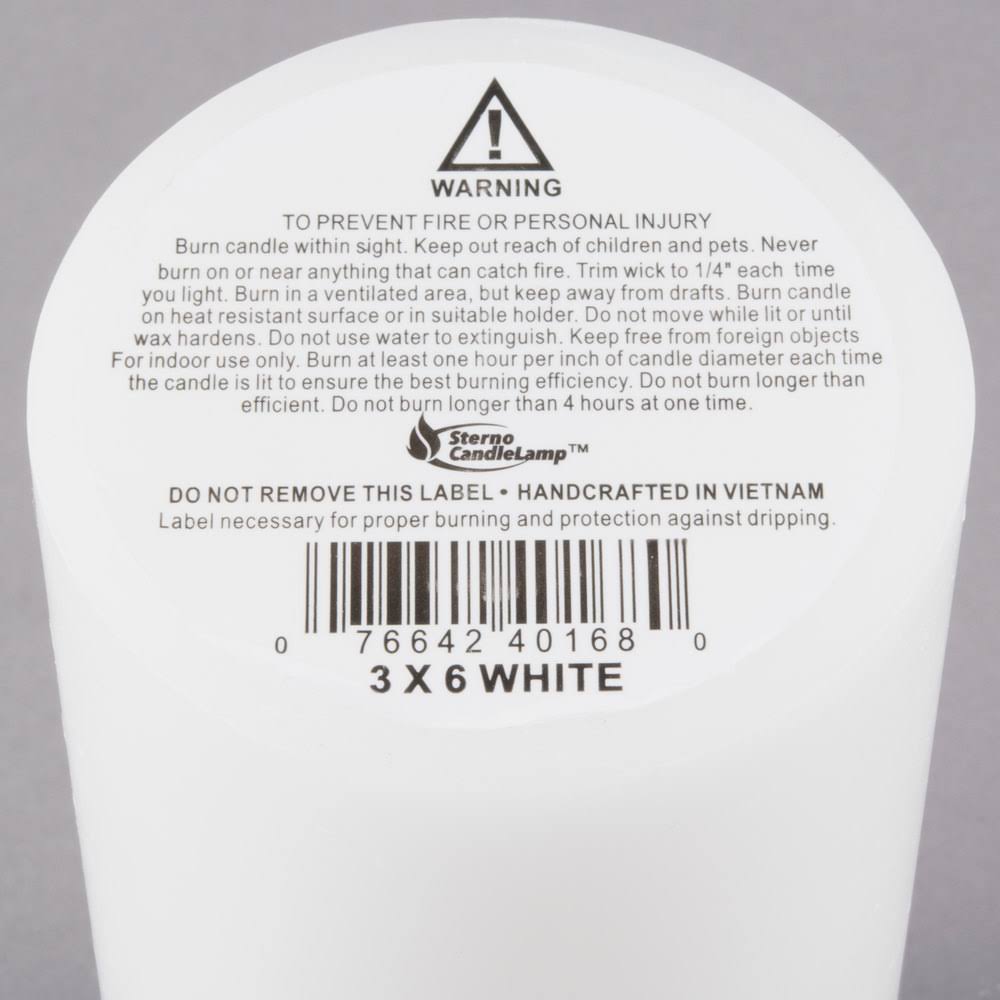 White Wax Pillar Candle - 12/Case N53824