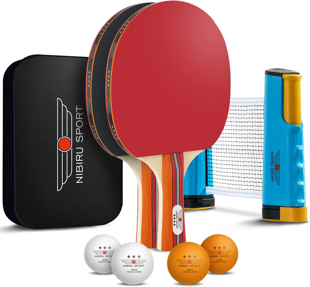 Ping Pong Paddles Set with Retractable Net and Storage Case, Pack of 2 S6661