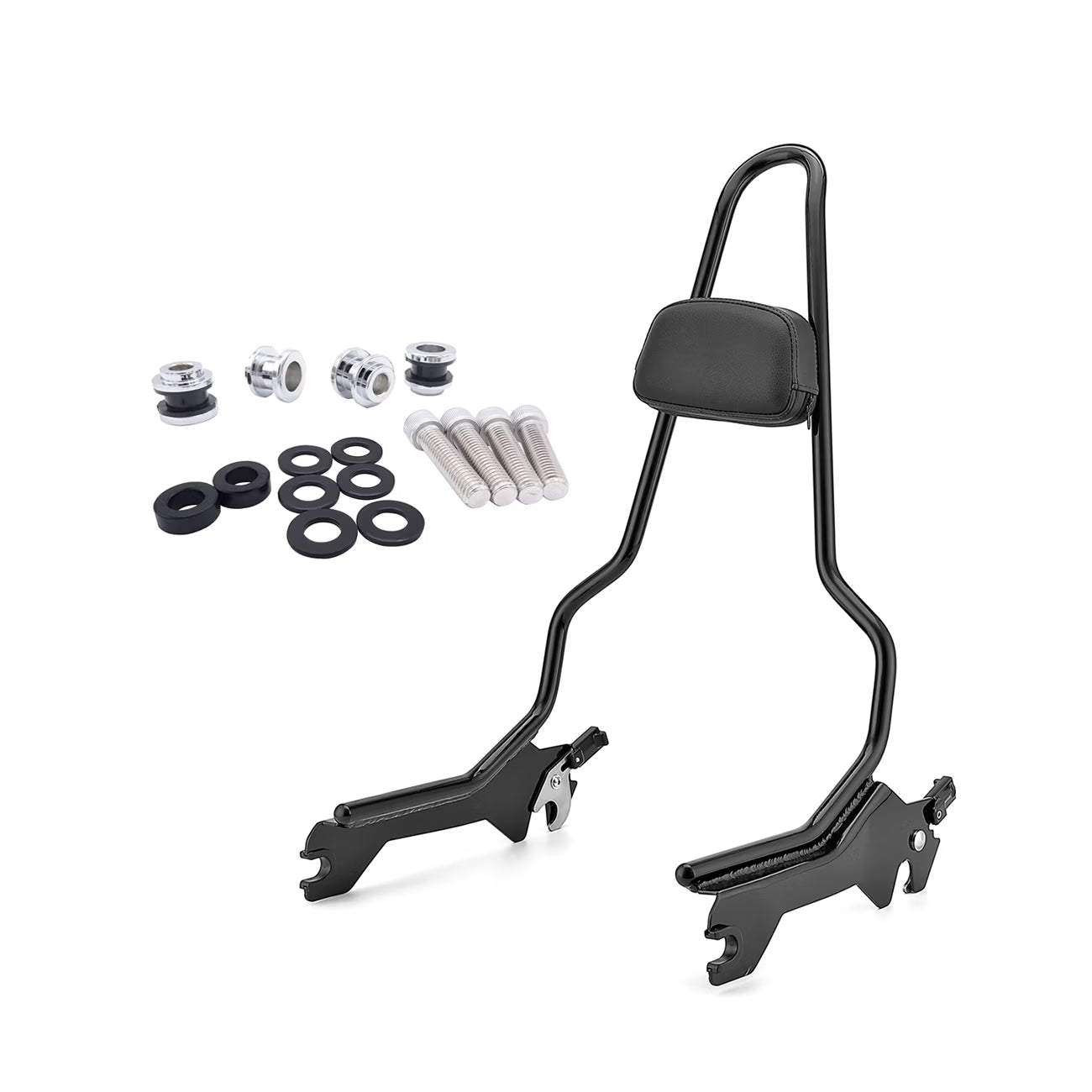 Gloss Black 20" Tall Passenger Backrest Sissy Bar with 4 Point Docking Kit L6327