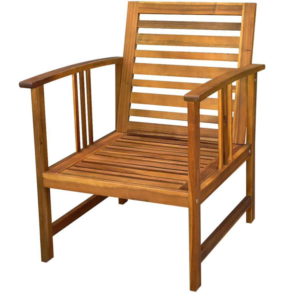 4 Piece Acacia Wood Patio Lounge Set with White Cushions I813