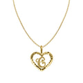 14K Yellow Gold Diamond-Cut Heart-Shaped Initial Pendant with 16" Chain Necklace C9269