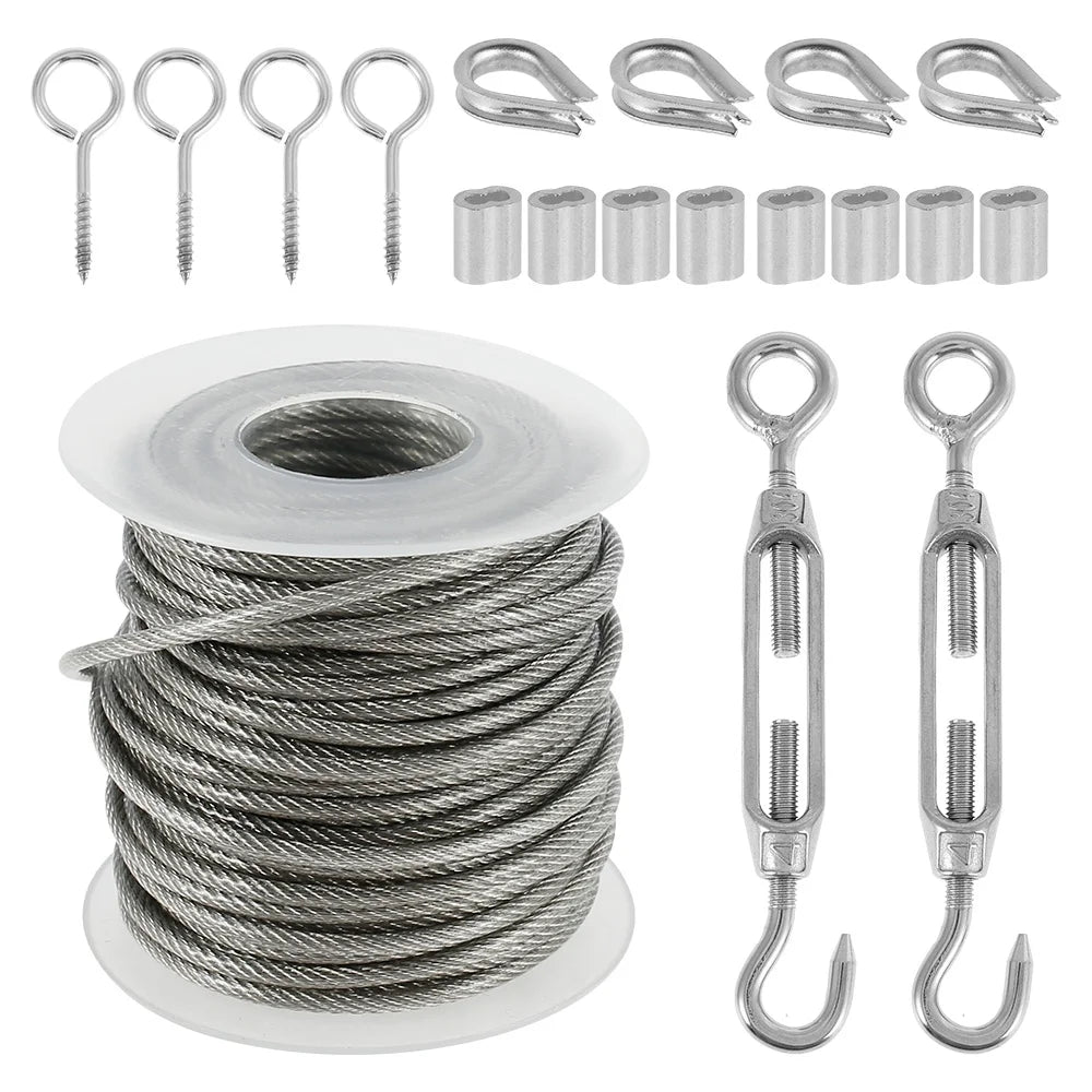 PVC Coated Steel Wire Rope String Light Hanging Cable Railing Kit U7717