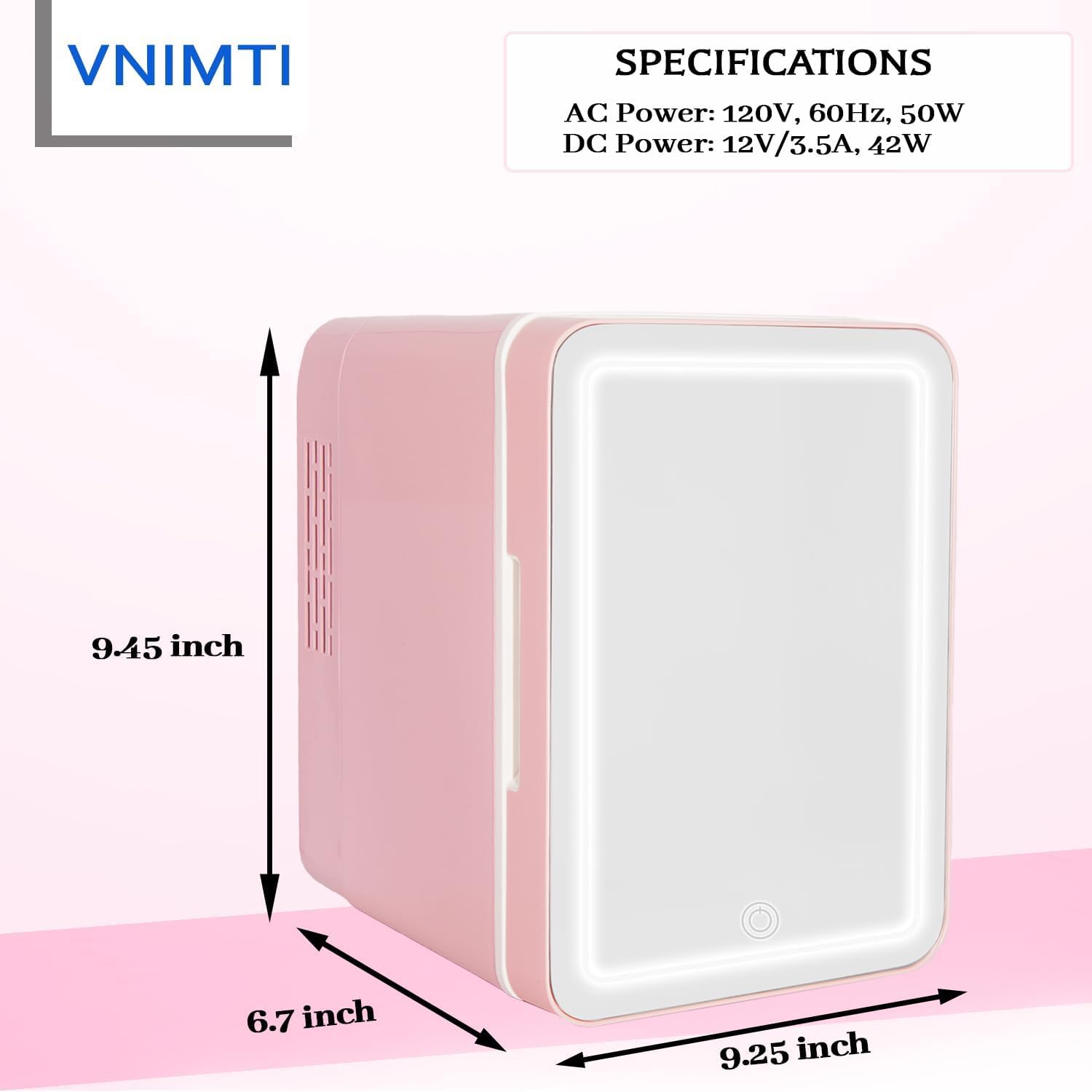 Pink 4 Liter Portable Cosmetic Fridge with Makeup Mirror D564