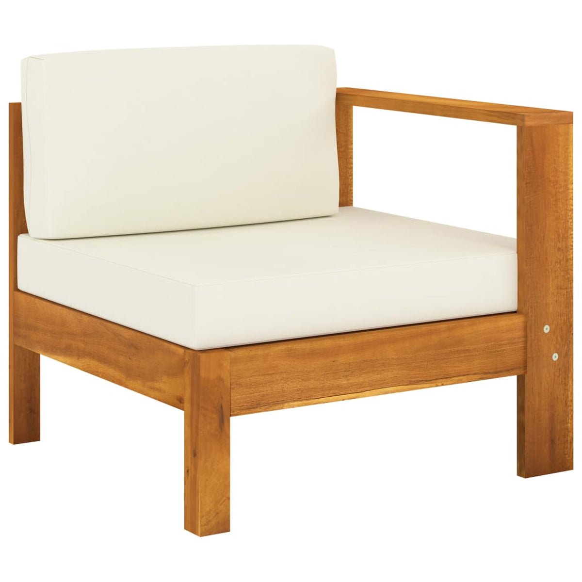6 Piece Patio Lounge Set with Cream White Cushions Acacia Wood Outdoor Sectional Set Q76778
