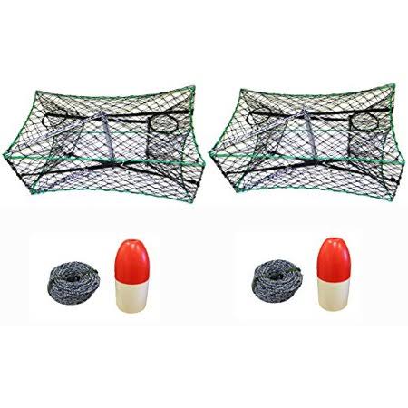 2-Pack Galvanized Foldable Crab Trap with Non-Lead Sinking Line and Float Combo U51781