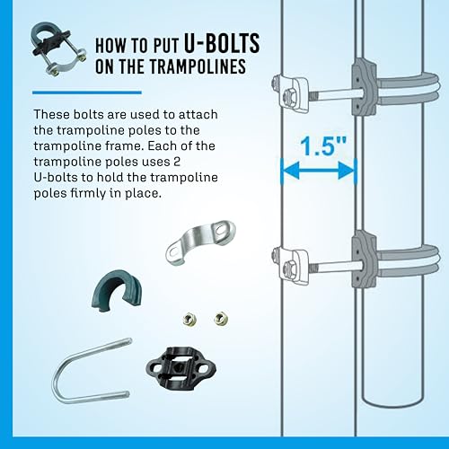 Trampoline Safety Enclosure Set for 12FT 13FT 14FT 15FT Frames includes Net Poles Hardware S8633
