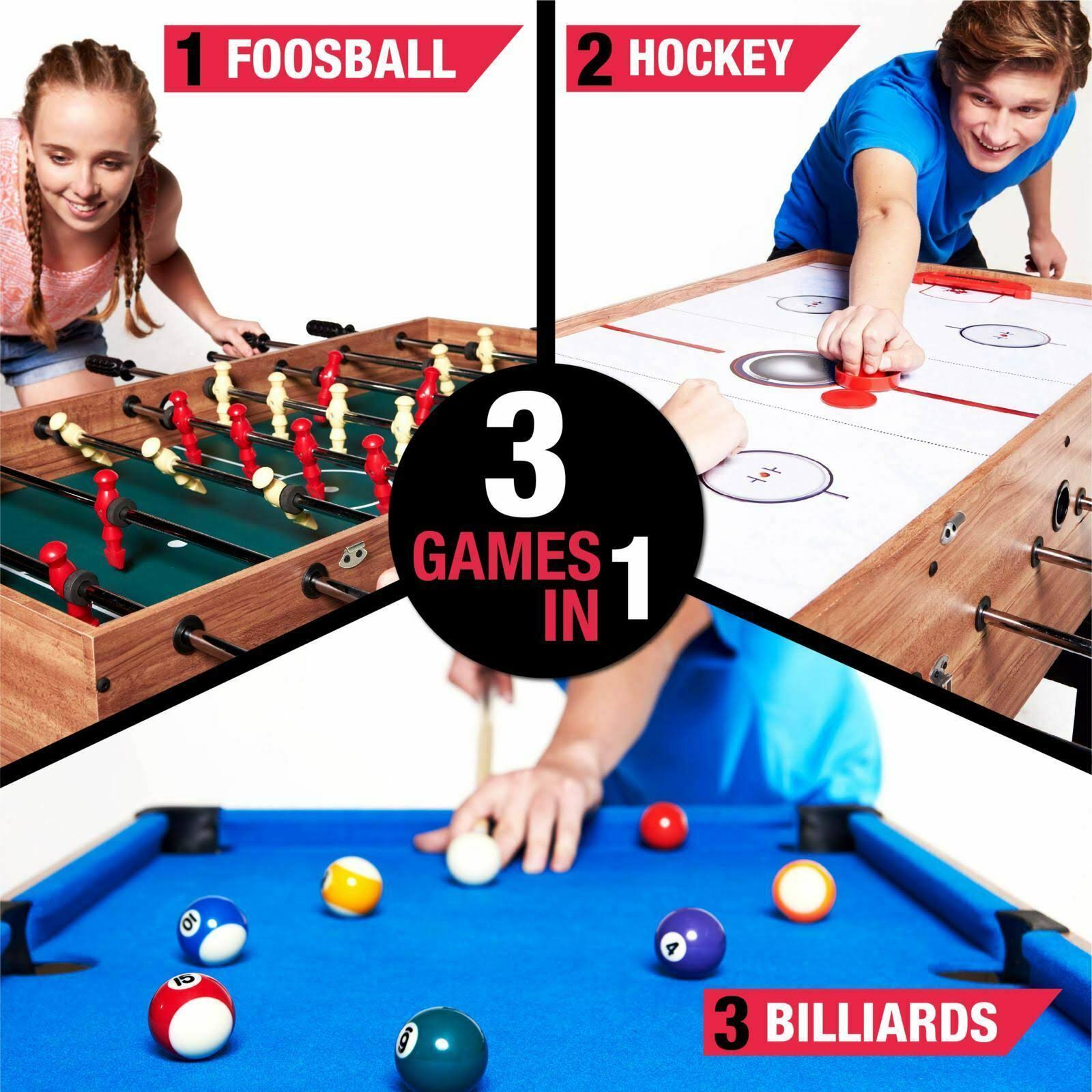 48 inch 3 in 1 Combo Game Table, Pool, Hockey, Foosball W23400