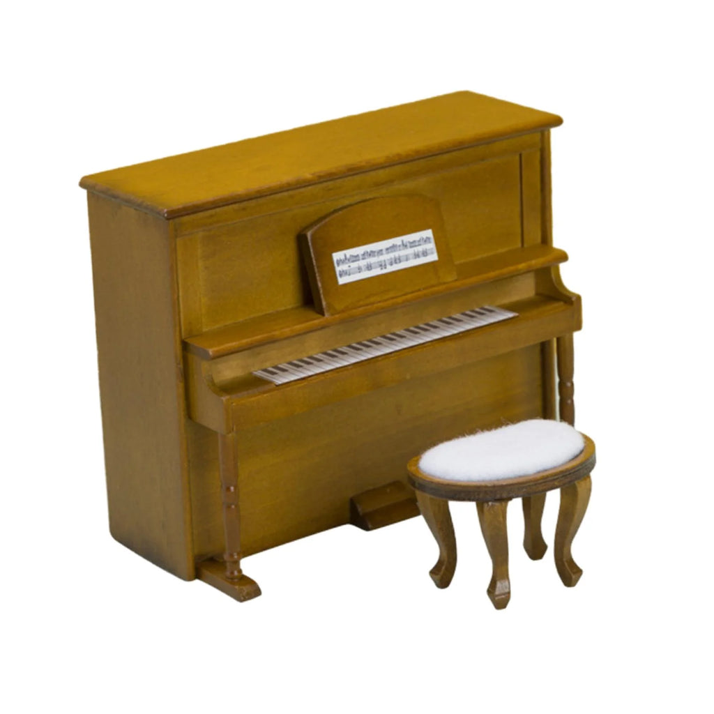 Walnut Miniature Upright Piano with Stool S342