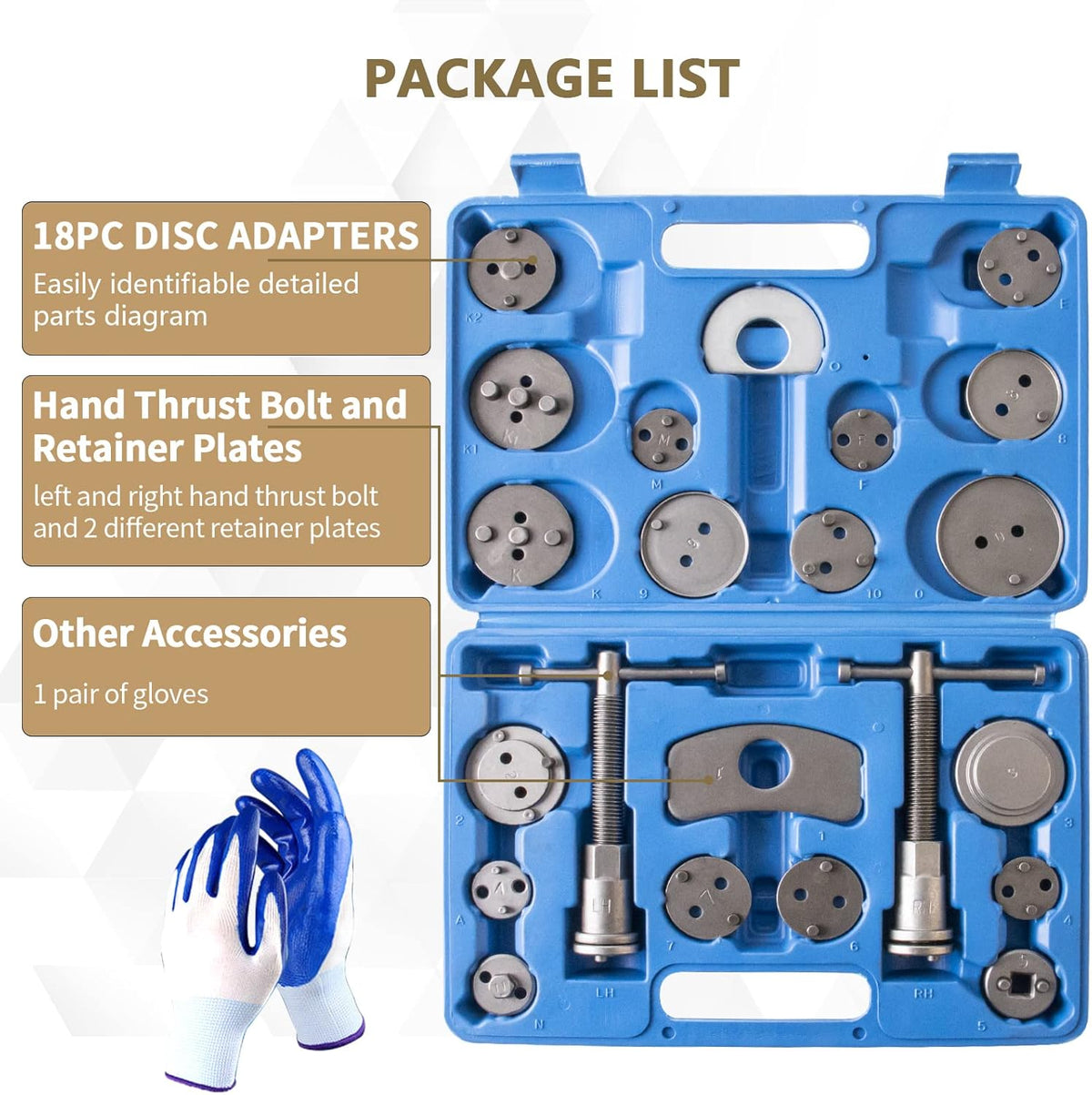 32PC Brake Tool Set Disc Brake Piston Caliper Compression Tool and Drum Brake Adjusting Tool Kit O137