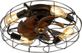 Black Caged Bladeless Ceiling Fan with Lights Remote Control D62808