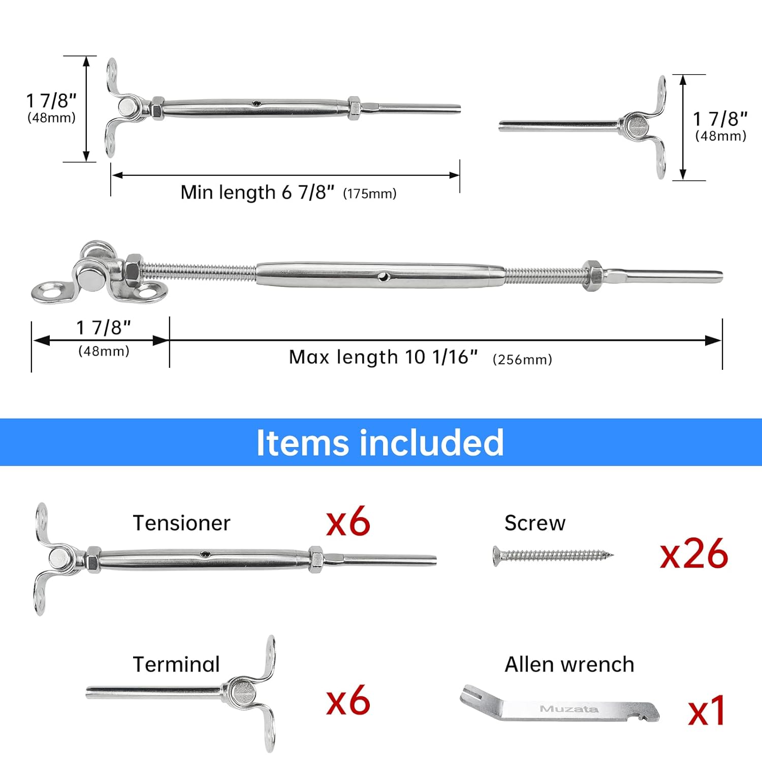 16Set Cable Railing Kit 1/8 T316 Stainless Steel Angle 180° Adjustable L424769