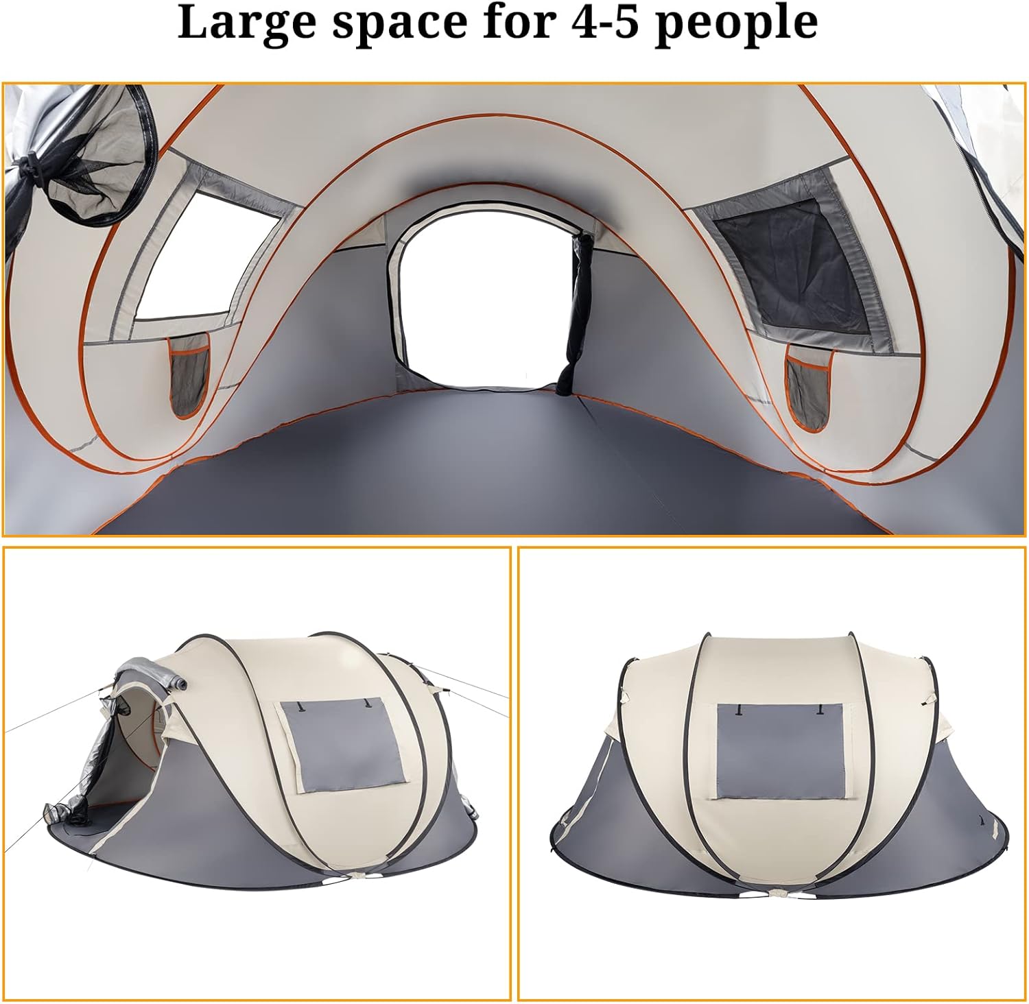 4 Person Pop Up Waterproof Camping Tent with 2 Doors E461