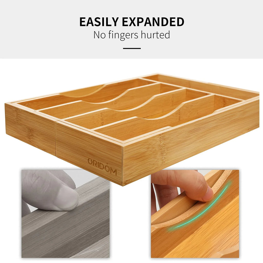 Bamboo Adjustable Expandable Silverware Tray A41877