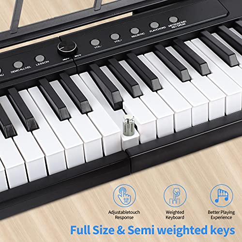 88 Key Semi Weighted Electric Digital Piano with Sustain Pedal, Power Supply, Stand, Carrying Case, Headphones L884456
