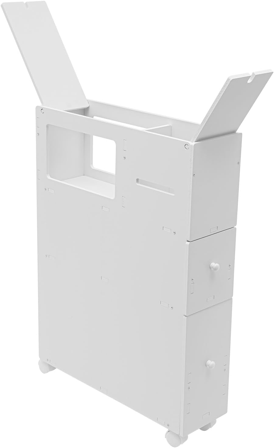 White Slim Rolling Bathroom Storage Cabinet S26323