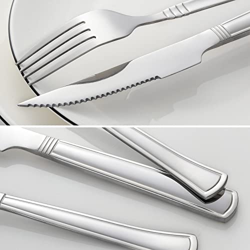 24-Piece Stainless Steel Flatware Set with Steak Knives Service for 4 V7954