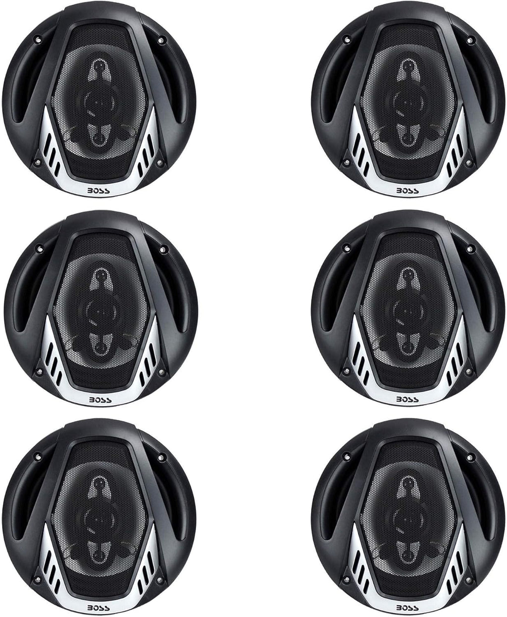 6.5" 4-Way Car Audio Coaxial Speakers, Black (6 Speakers) Q390