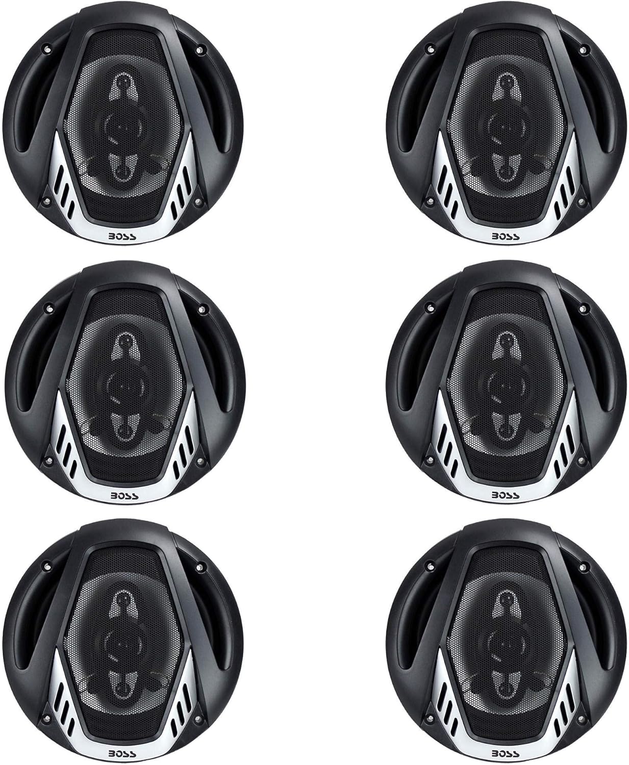 6.5" 4-Way Car Audio Coaxial Speakers, Black (6 Speakers) Q390