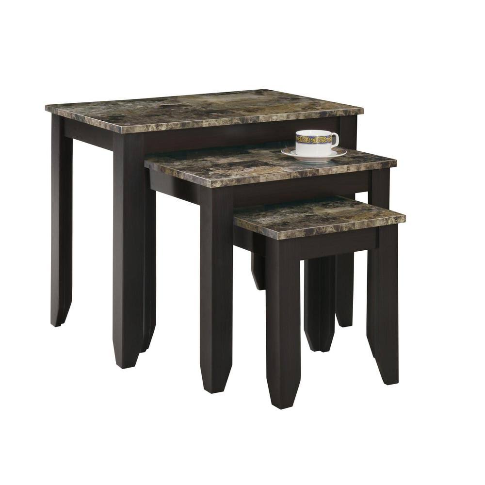 Cappuccino Marble Top Nesting Table 3-Piece D471