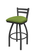 25x22 Low Back Swivel Counter Stool with Pewter and Kiwi Green Seat Q8456