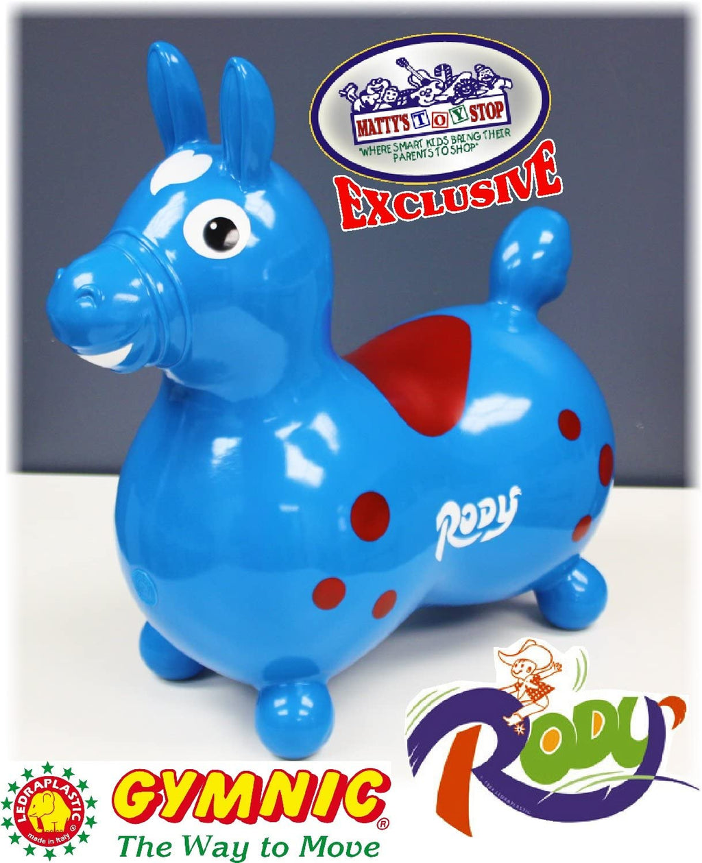 Blue & Red Inflatable Bounce Horse E400