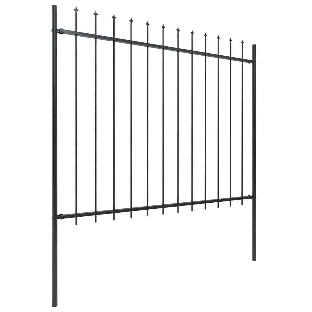 Black Steel Garden Fence with Spear Top D3699