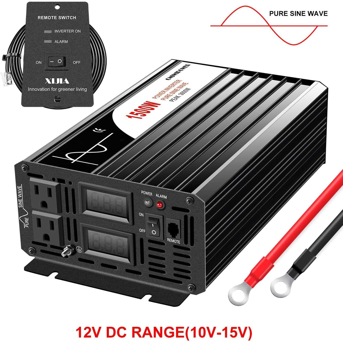 1500W Pure Sine Wave Power Inverter DC 12V AC 120V V1111