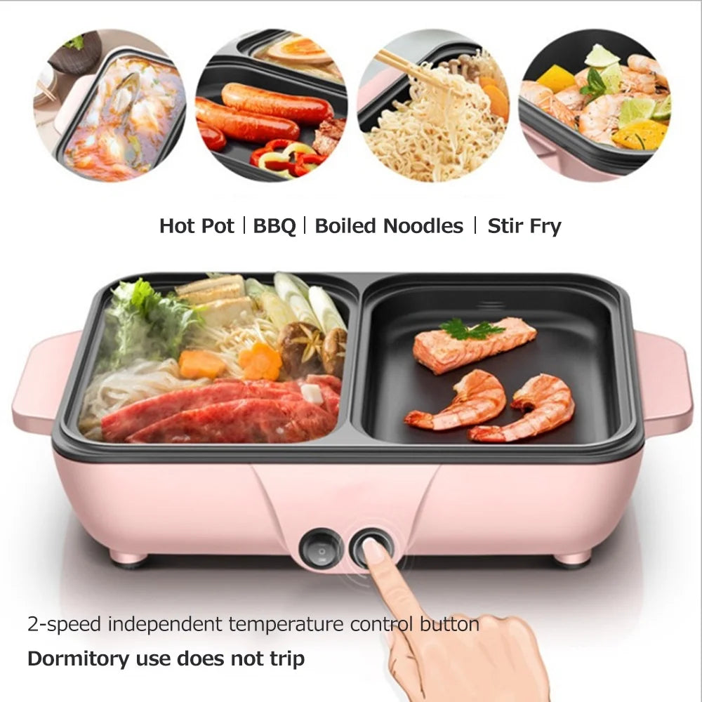2 IN 1 Electric Grill Pan Hot Pot Barbecue Machine W17271