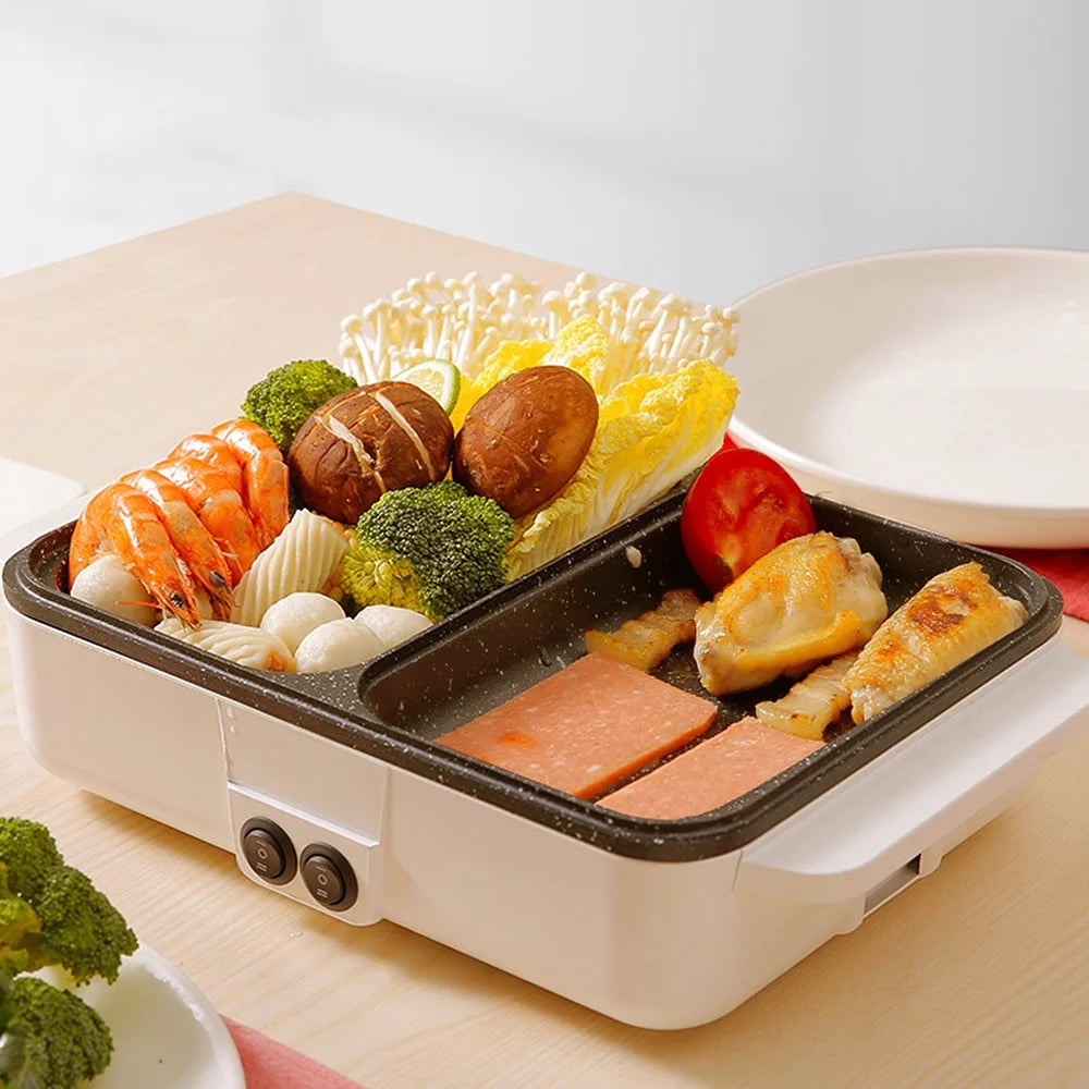 2 IN 1 Electric Grill Pan Hot Pot Barbecue Machine W17271