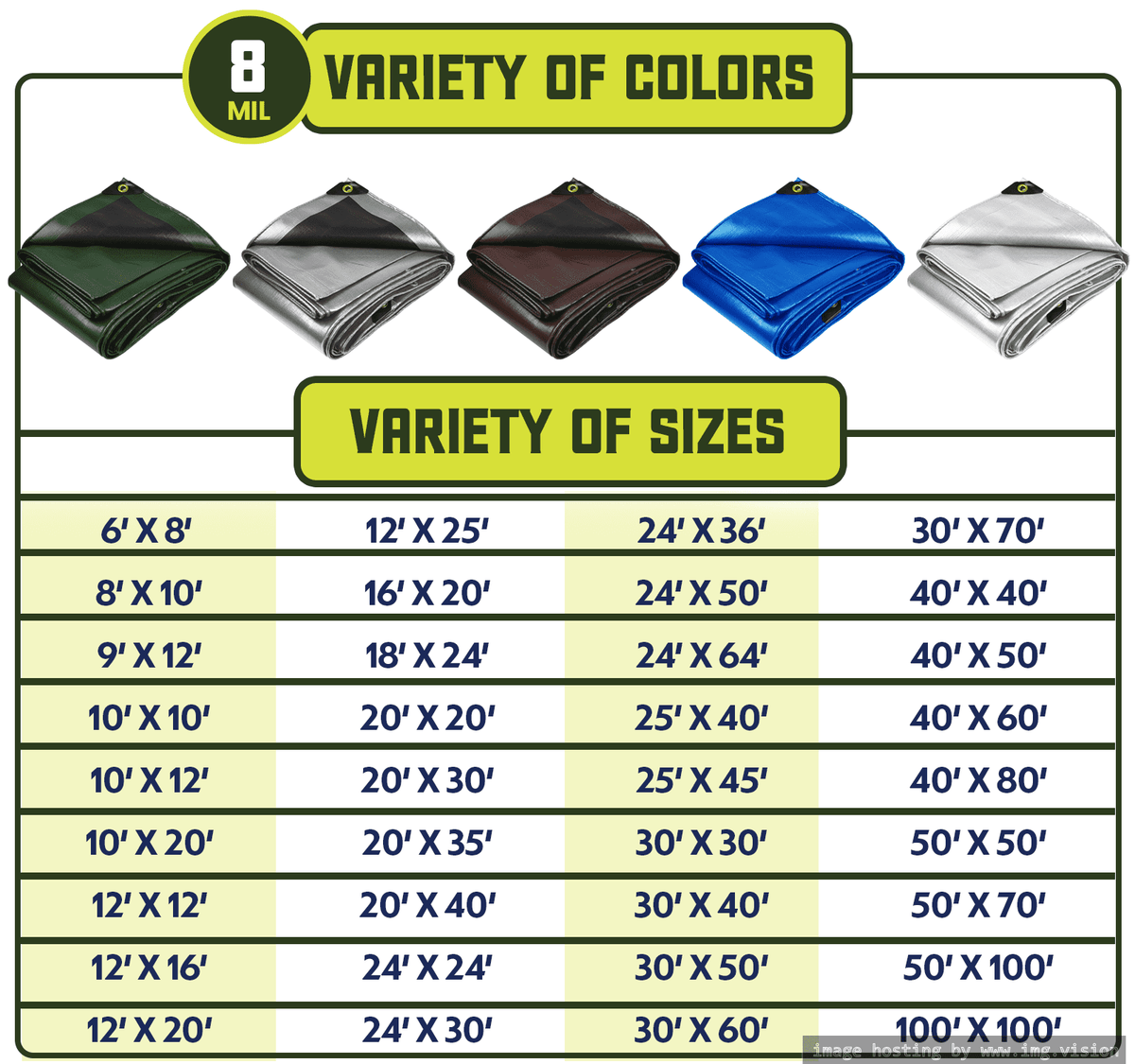 8 Mil Heavy Duty Waterproof Tarp 20′ X 30′Ft L506168